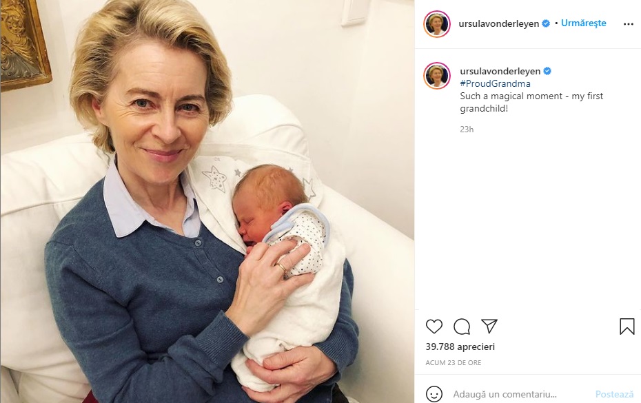 Preşedinta Comisiei Europene Ursula von der Leyen, o „bunică mândră”: Este un „moment magic”