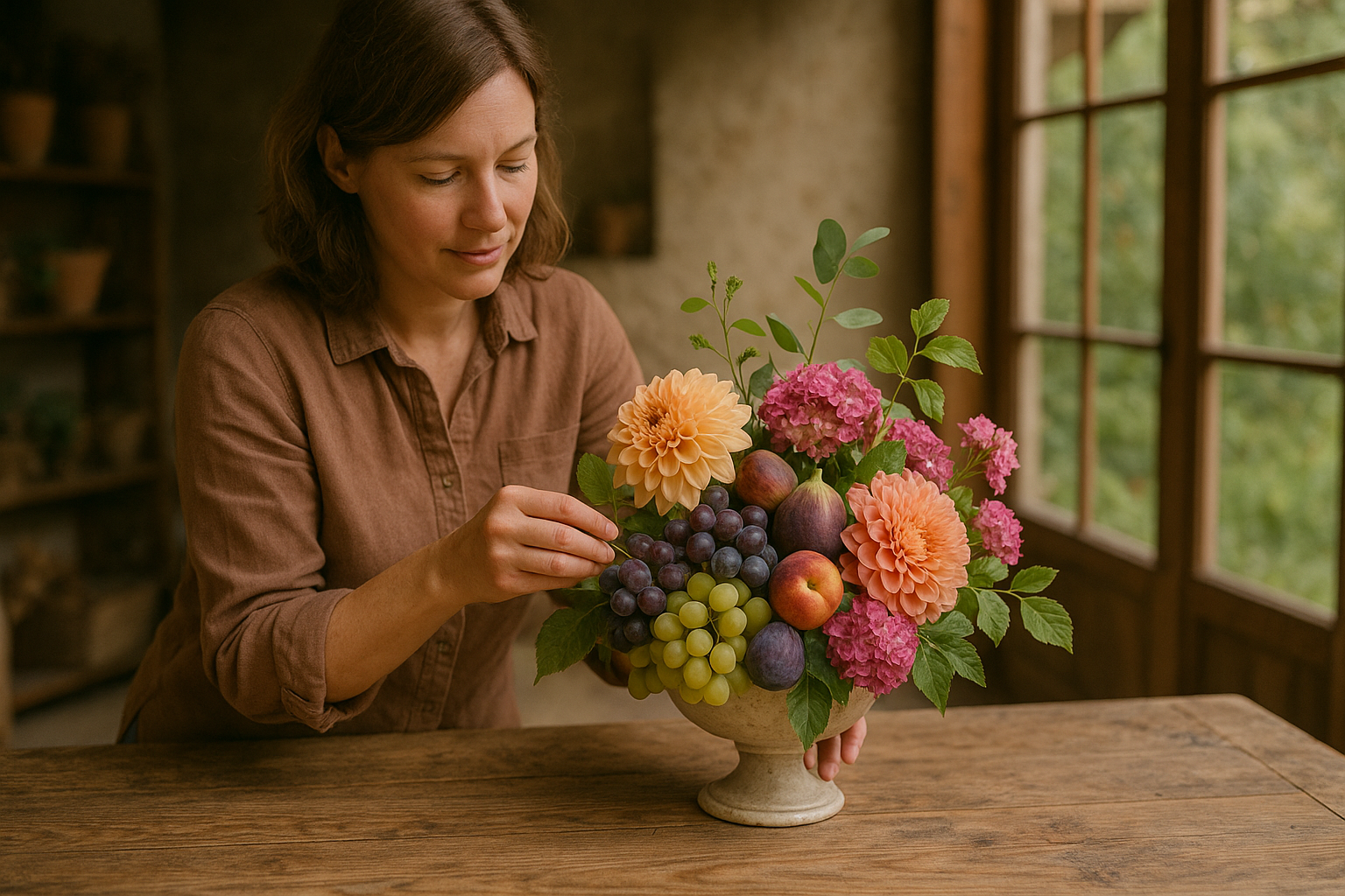 Cum combini flori și fructe într-un buchet decorativ